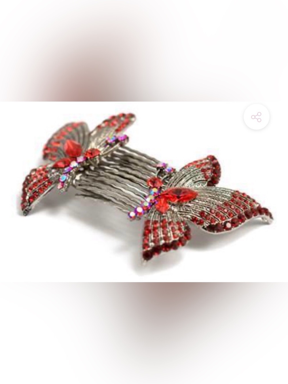 Soho Red Crystal Butterfly Hair Comb - Women Jewelry